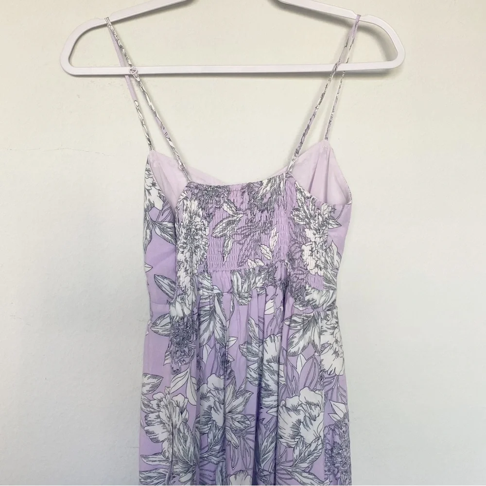 Bardot Ibiza Floral Midi Dress Tie Front Cutout Spring Boho Lavender Purple Sz 4 - Picture 9 of 11